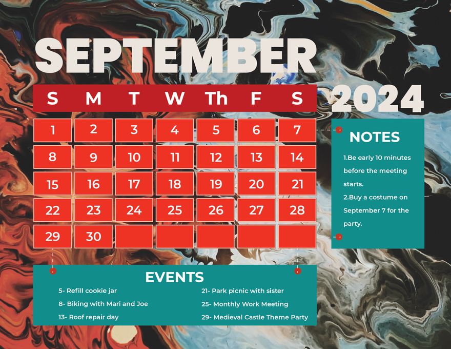 September 2024 Photo Calendar