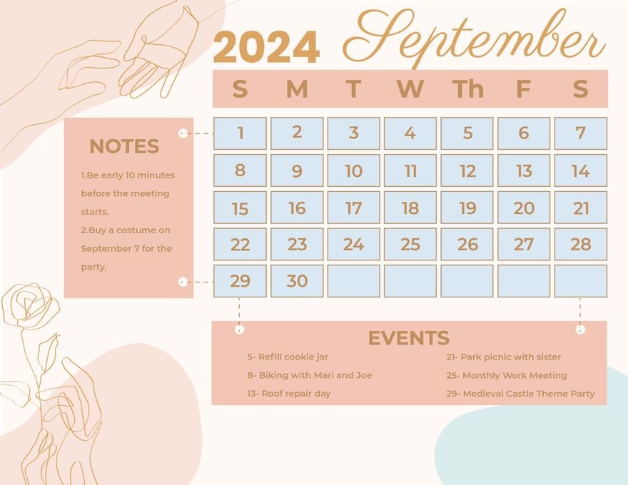 Calligraphy September 2024 Calendar