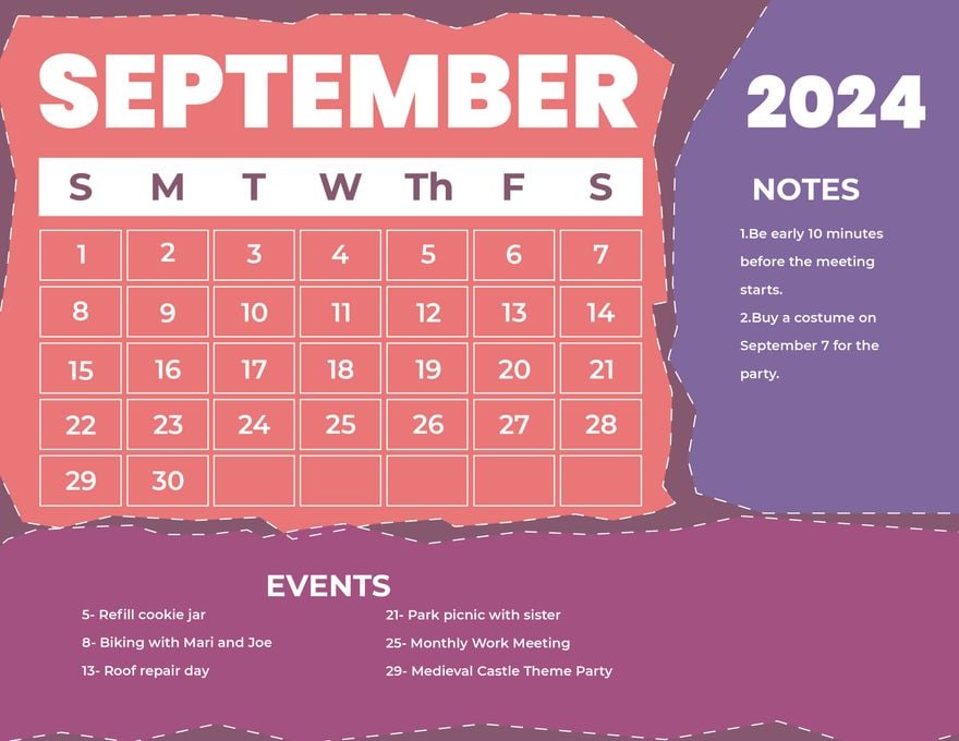 Free Simple September 2024 Calendar