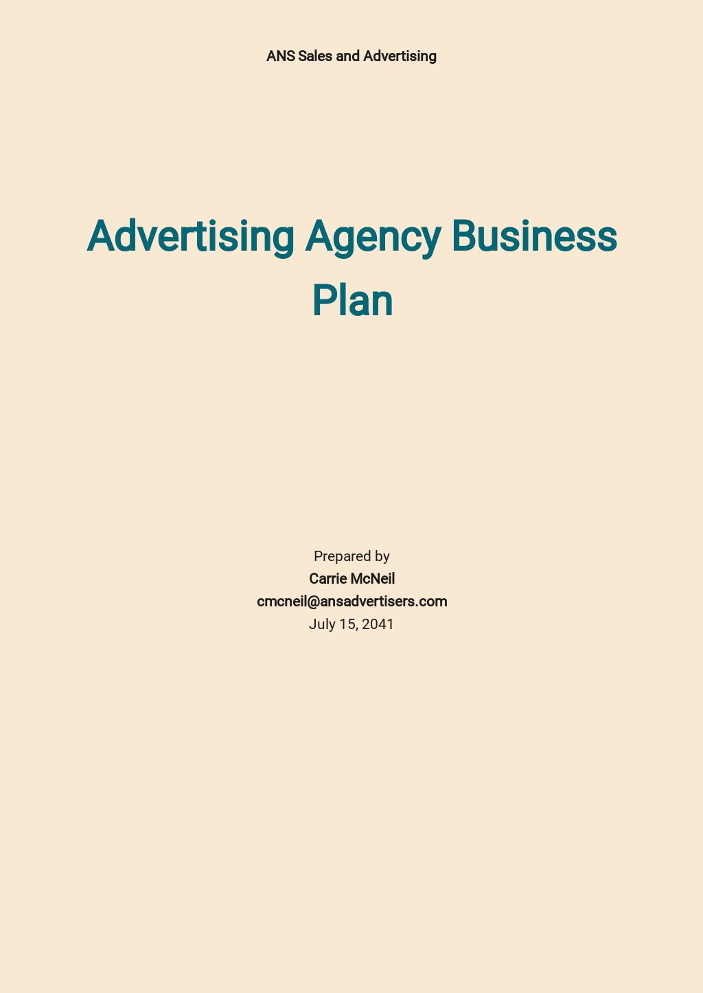 Advertising Agency Business Plan Template - Google Docs, Word, Apple Pages, PDF