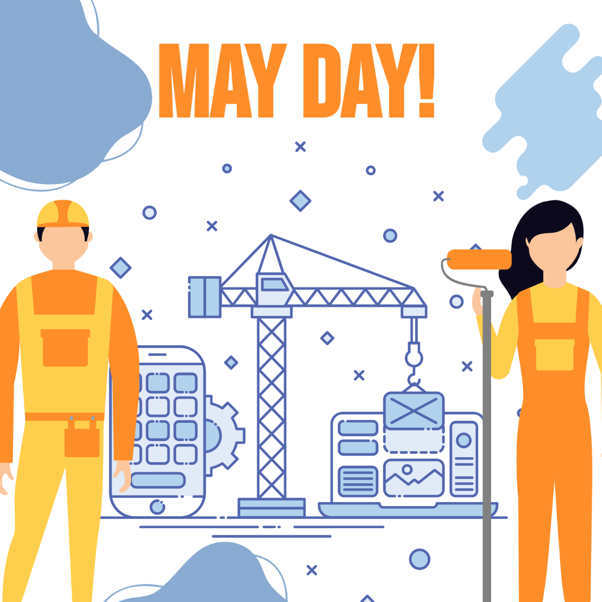 May Day Illustration Template