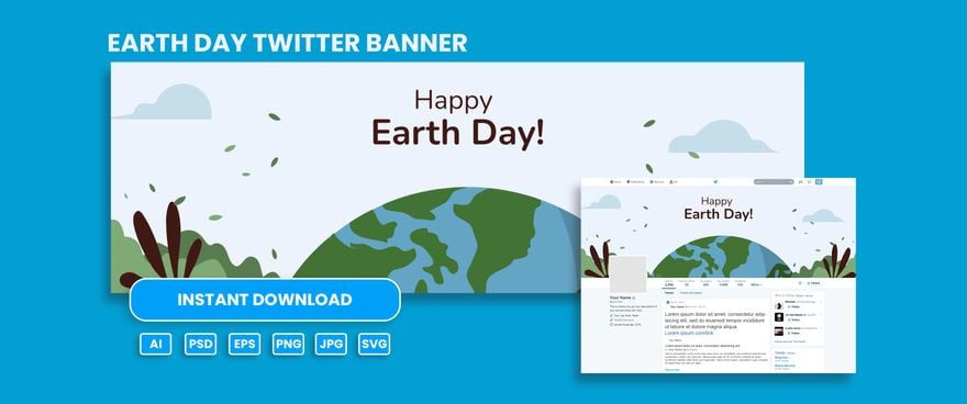 Earth Day Twitter Banner in Illustrator, PSD, EPS, SVG, JPG, PNG