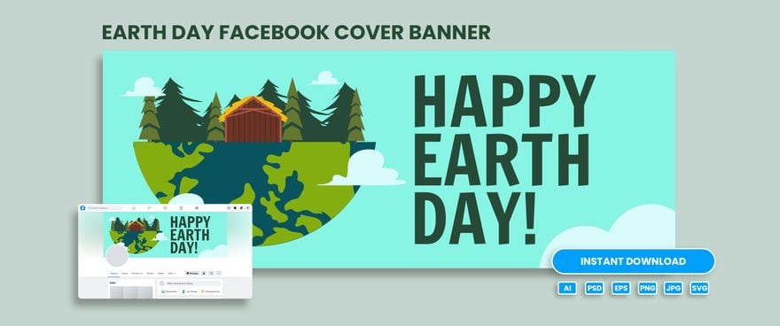 Earth Day Facebook Cover Banner in Illustrator, PSD, EPS, SVG, JPG, PNG