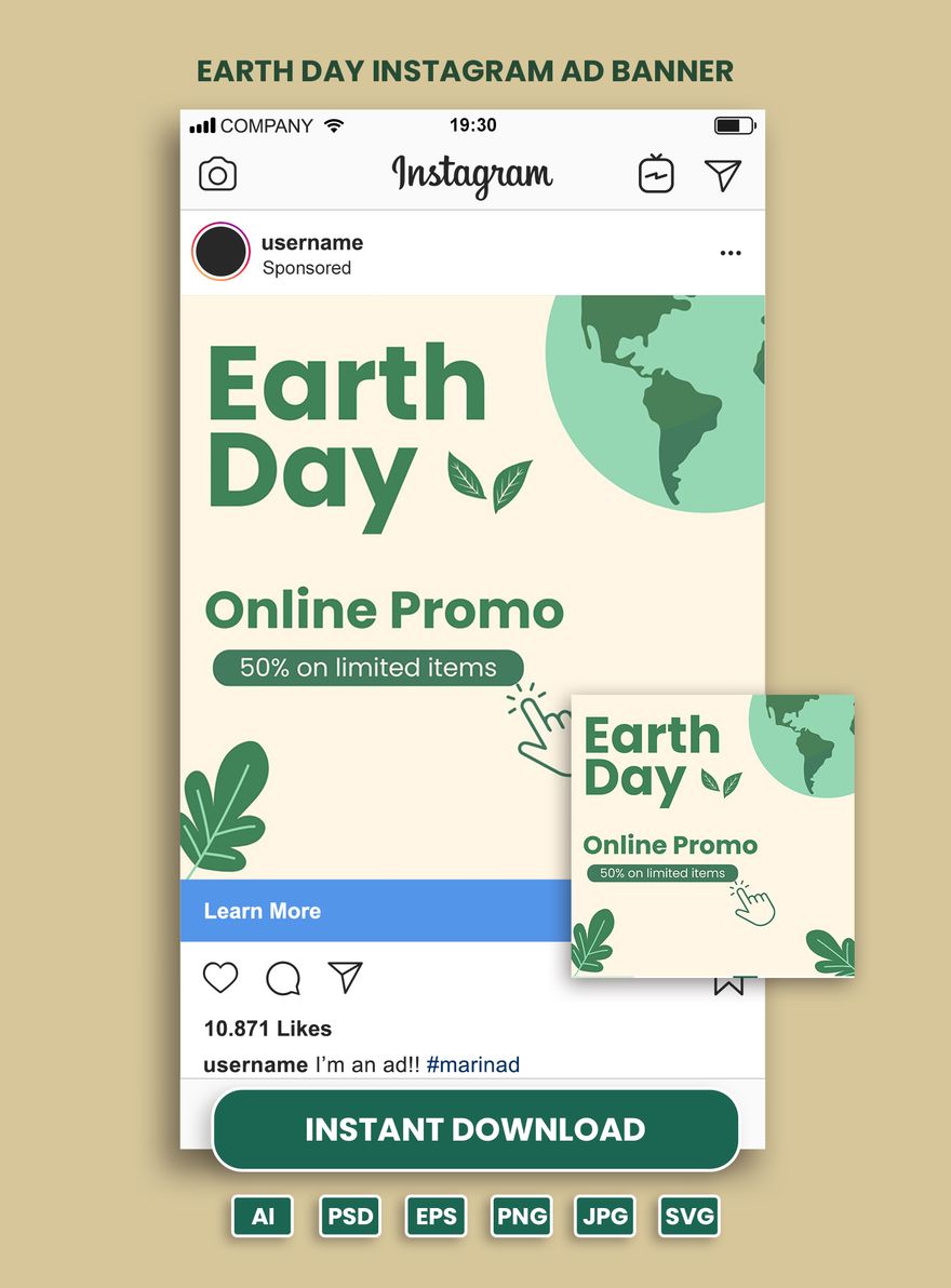 Earth Day Instagram Ads in Illustrator, PSD, EPS, SVG, JPG, PNG