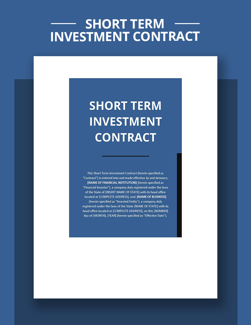 Short Term Investment Contract Template