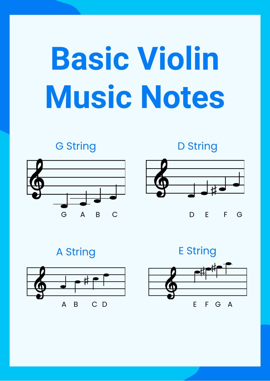 Free Violin Music Notes Chart in PDF, Illustrator