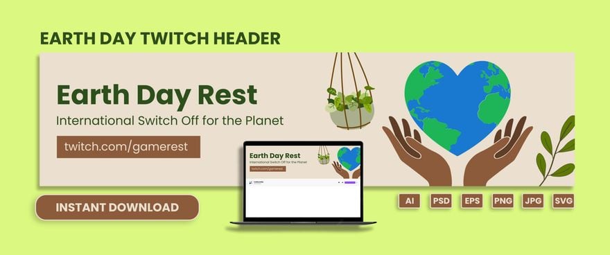 Free Earth Day Twitch Banner in Illustrator, PSD, EPS, SVG, JPG, PNG