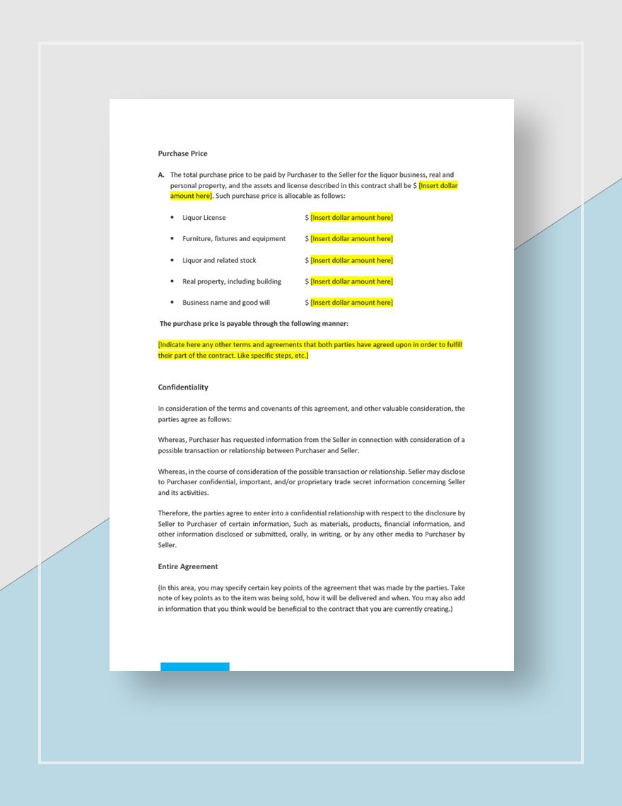Business Sale Contract Template