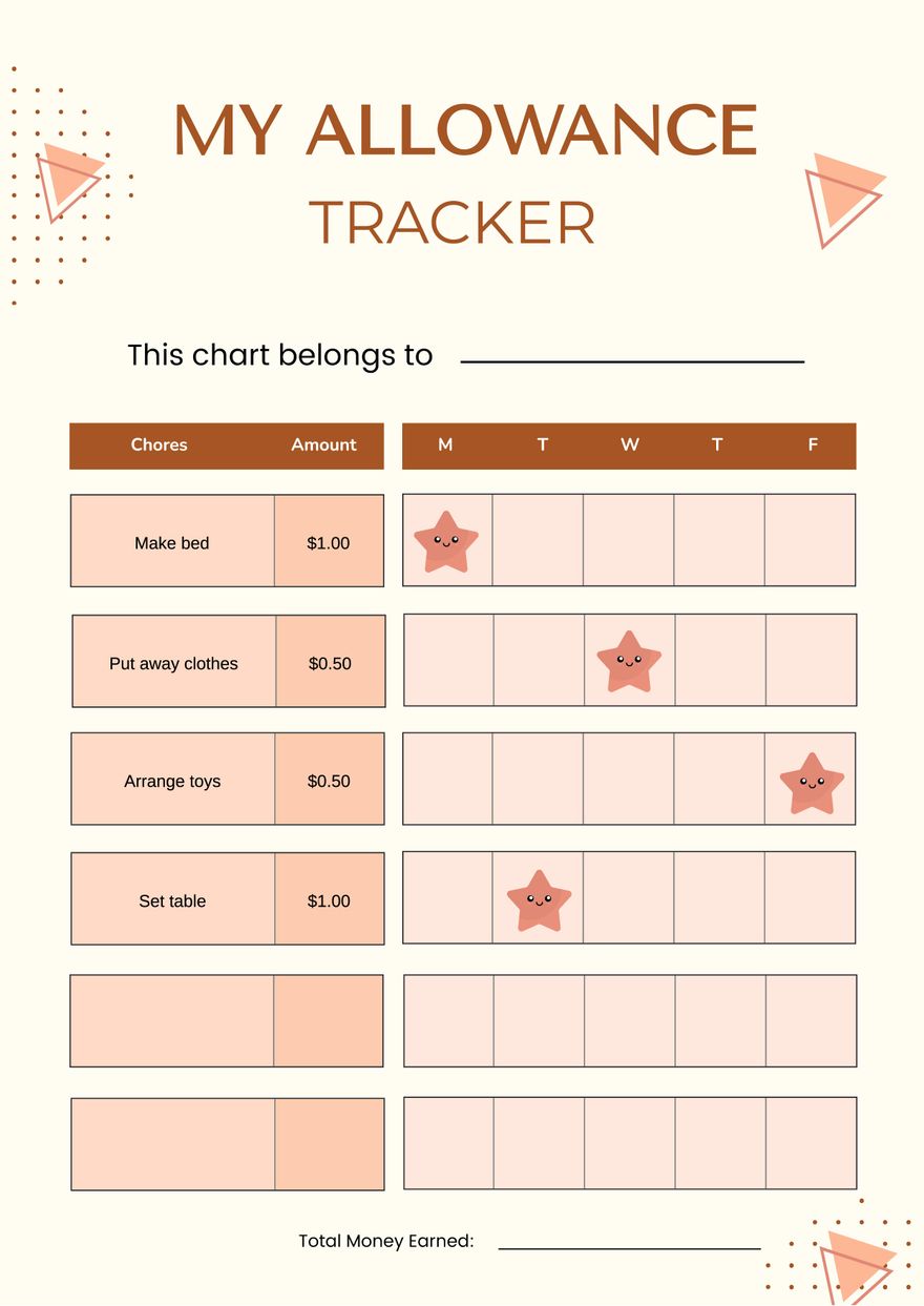 Kids Chore And Allowance Chart in Illustrator, PDF - Download