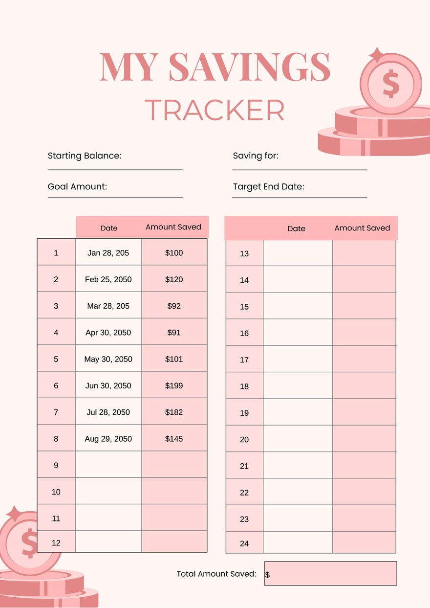 Savings Tracker Chart