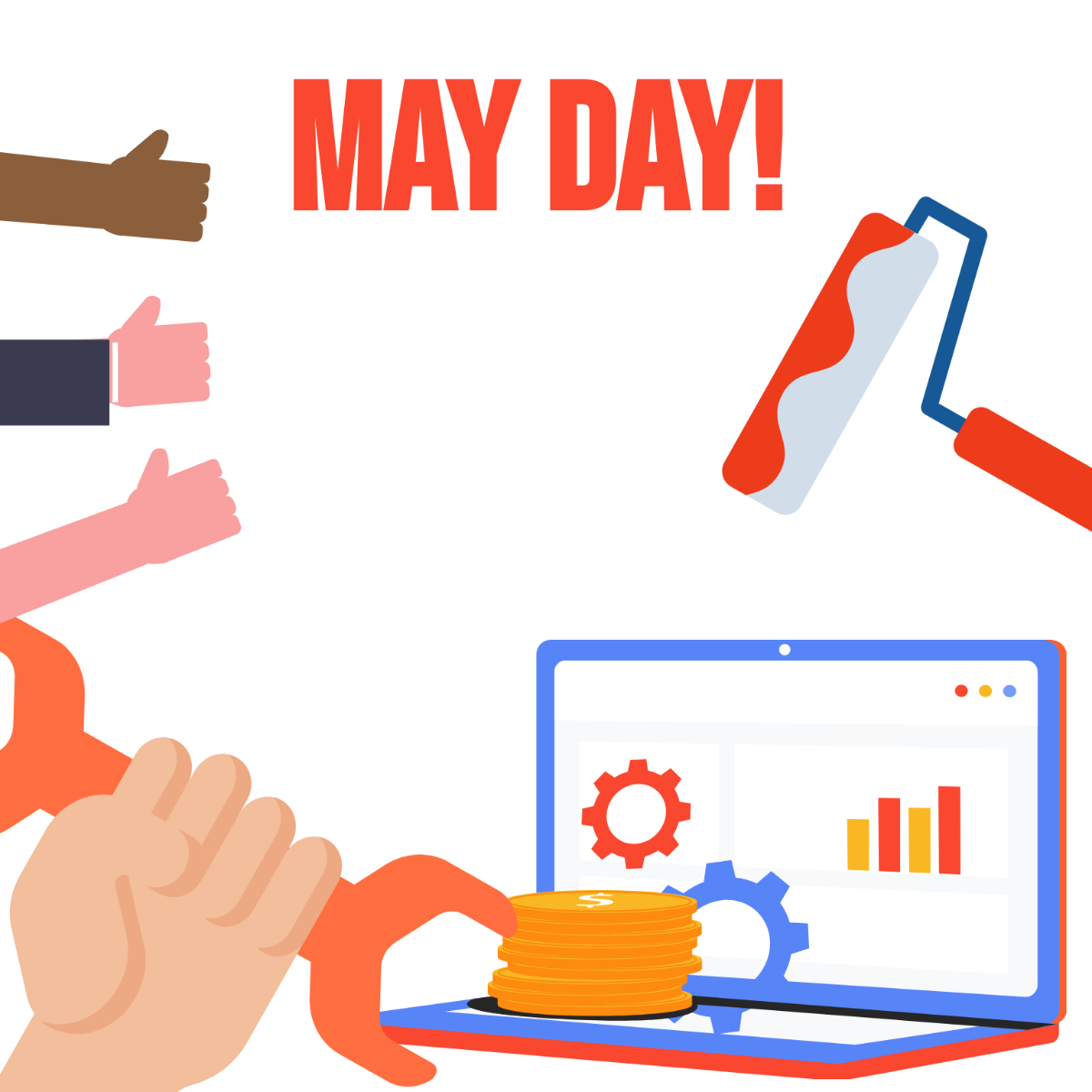 May Day Design Vector Template