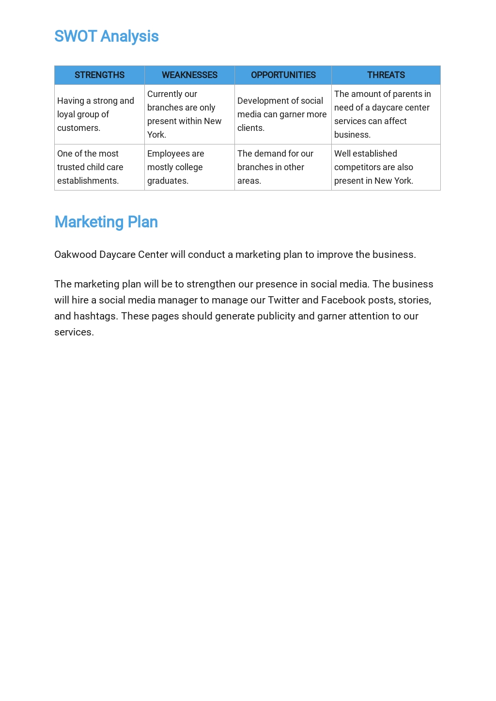 Child Care Business Plan Template Free PDF Google Docs Word 