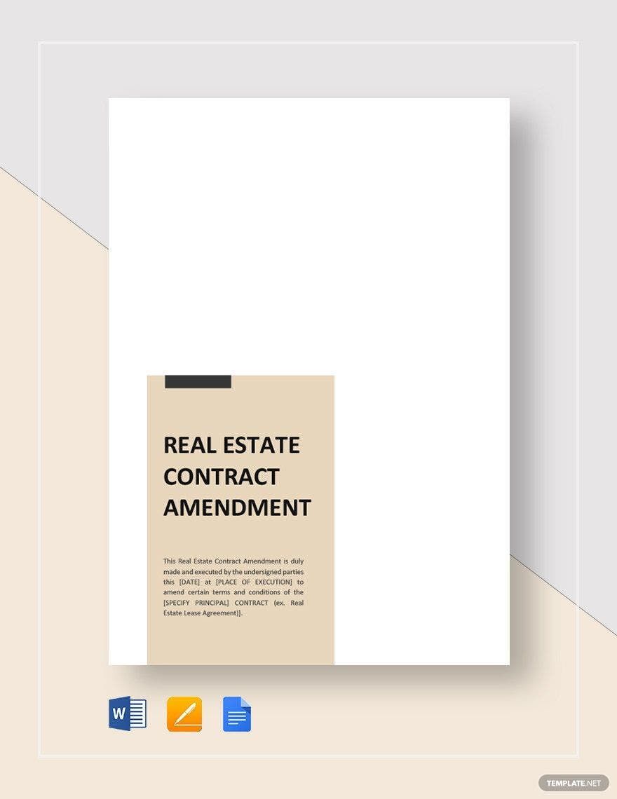 Real Estate Contract Amendment Template