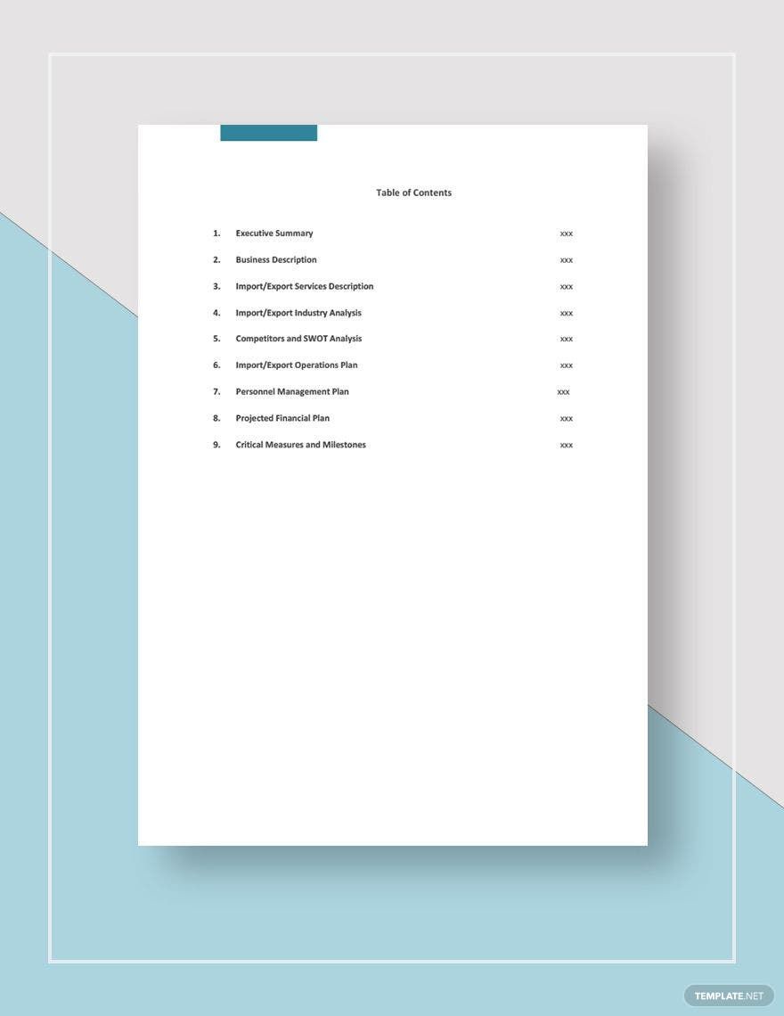 Import Export Business Plan Template