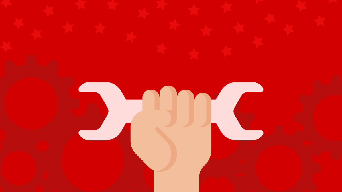 May Day Red Background Template