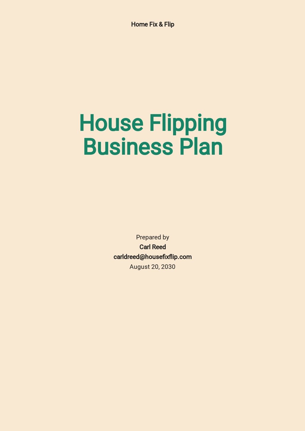 free business plan template for flipping houses