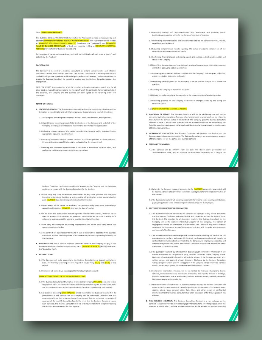 Business Consulting Contract Template