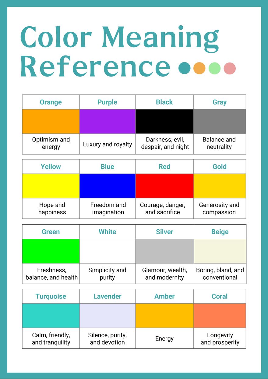 Color Symbolism Chart With 40 Color Meanings Infographic Color