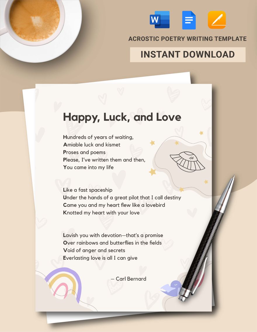 Acrostic Poetry Writing Template