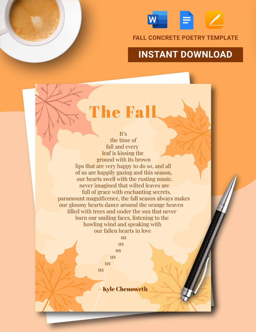 Fall Concrete Poetry Template