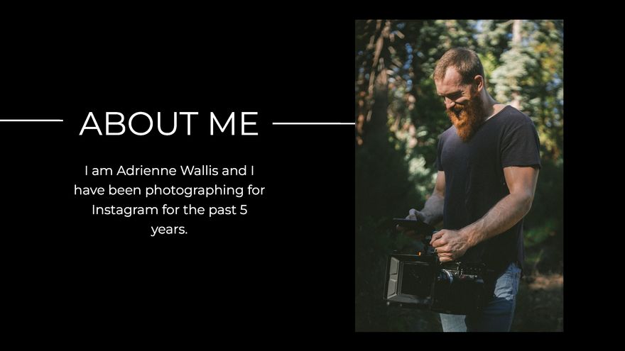 Free Instagram Photographer Portfolio Presentation Template to Edit Online