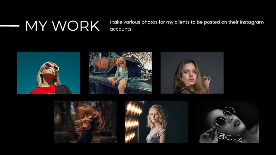 Free Instagram Photographer Portfolio Presentation Template to Edit Online