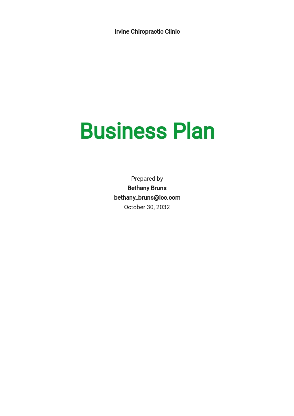 Chiropractic Business Plan Template Free PDF Google Docs Word