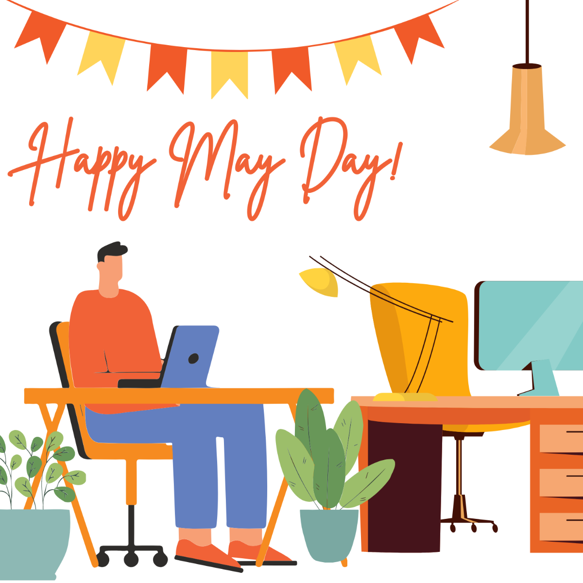 Happy May Day Vector Template