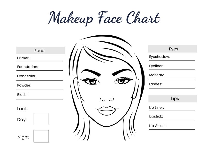 Face Chart In Illustrator PDF Download Template
