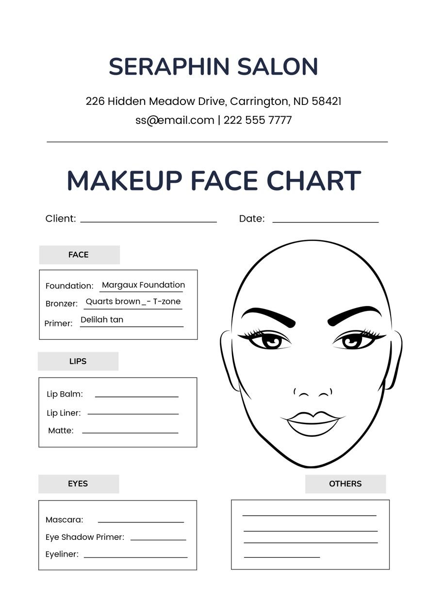 Realistic Makeup Face Chart in PDF, Illustrator