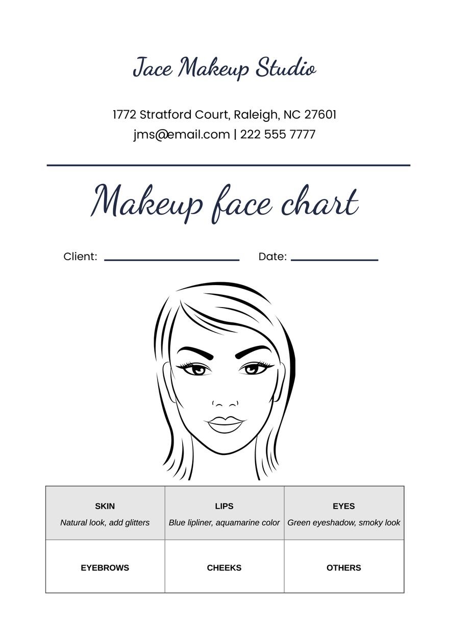 Free Makeup Face Chart in PDF, Illustrator