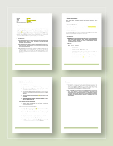 Art Lesson Plan Template - Google Docs, Word, Apple Pages, PDF