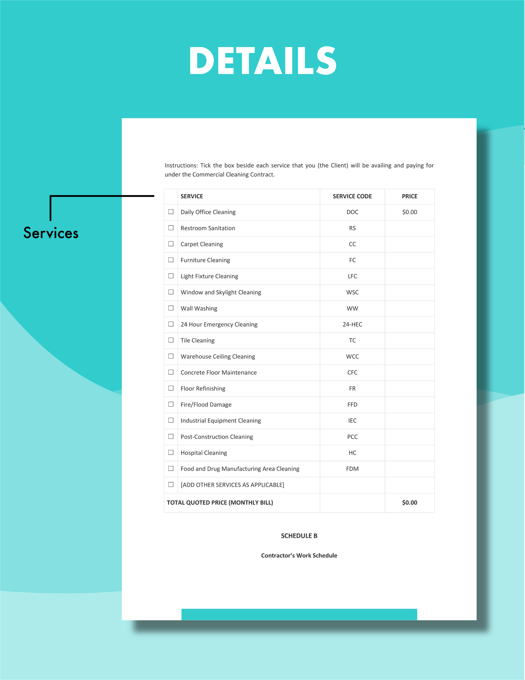 Commercial Cleaning Contract Template