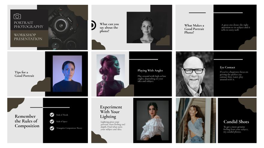 Free Portrait Photography Workshop Presentation Template to Edit Online Free Portrait Photography Workshop Presentation Template to Edit Online