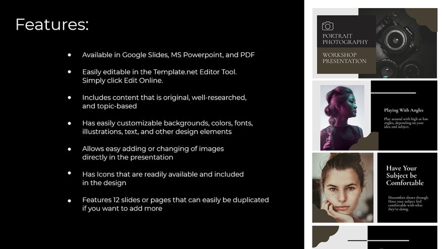 Free Portrait Photography Workshop Presentation Template to Edit Online Free Portrait Photography Workshop Presentation Template to Edit Online