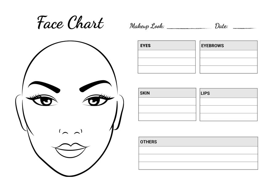 Free Printable Blank Makeup Face Charts Saubhaya Makeup