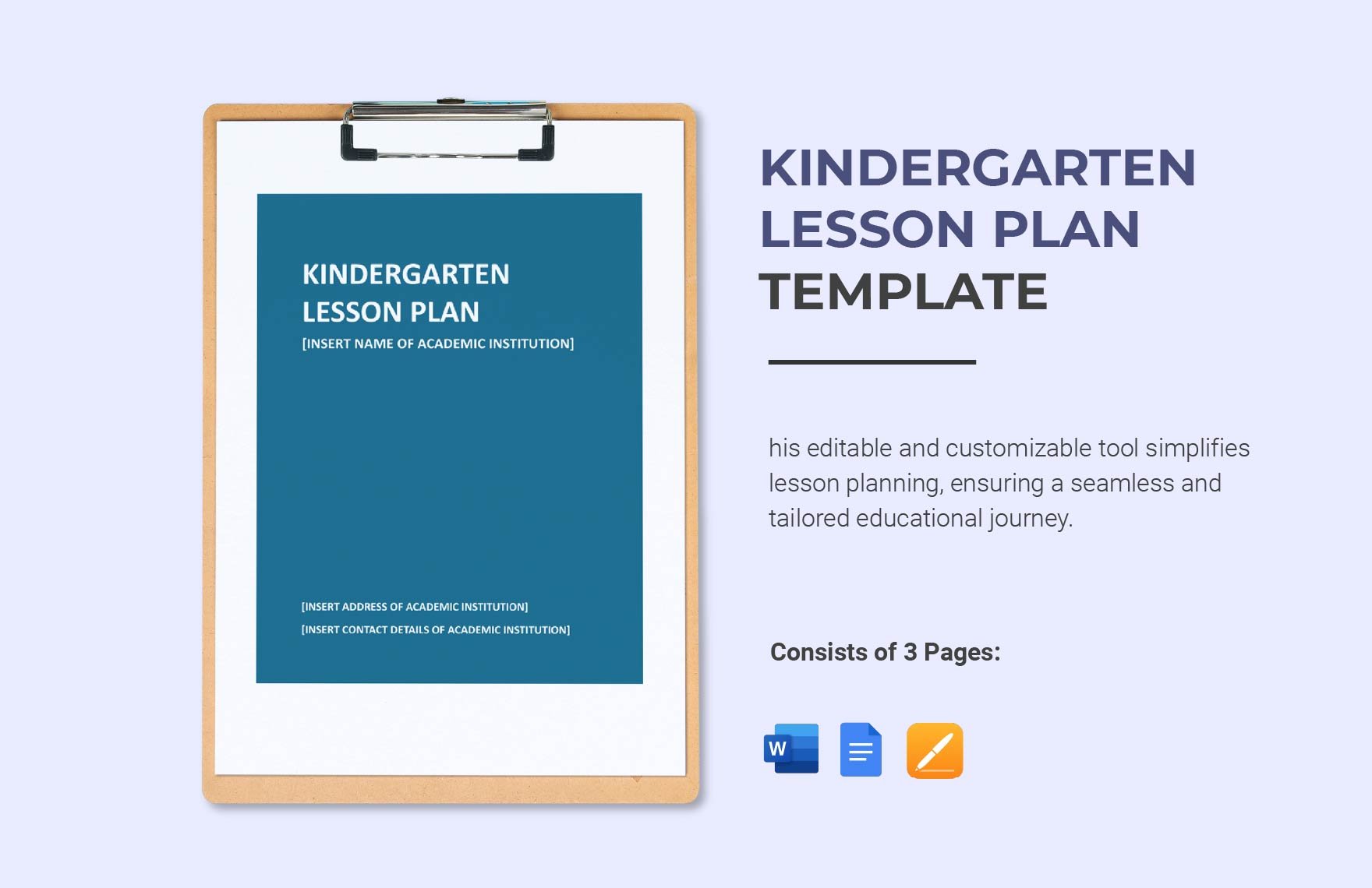 Kindergarten Lesson Plan Template