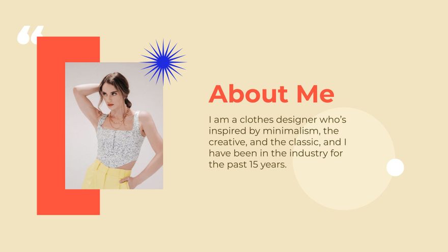 Free Clothes Designer Portfolio Presentation Template to Edit Online