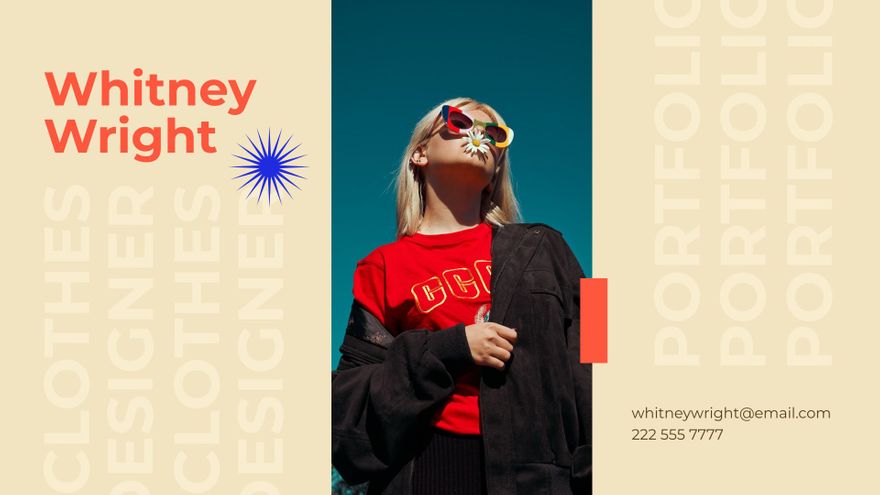 Free Clothes Designer Portfolio Presentation Template to Edit Online