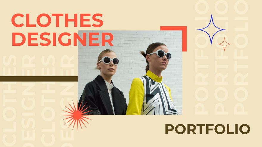 Free Clothes Designer Portfolio Presentation Template to Edit Online