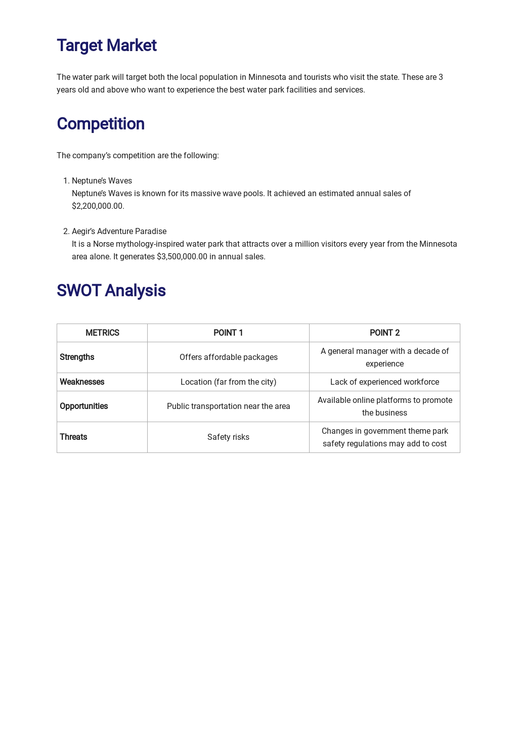 Business Plan Template Google Docs