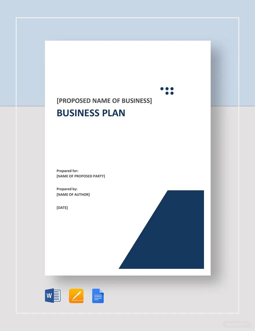 One Page Business Plan Templates Documents Design Free Download