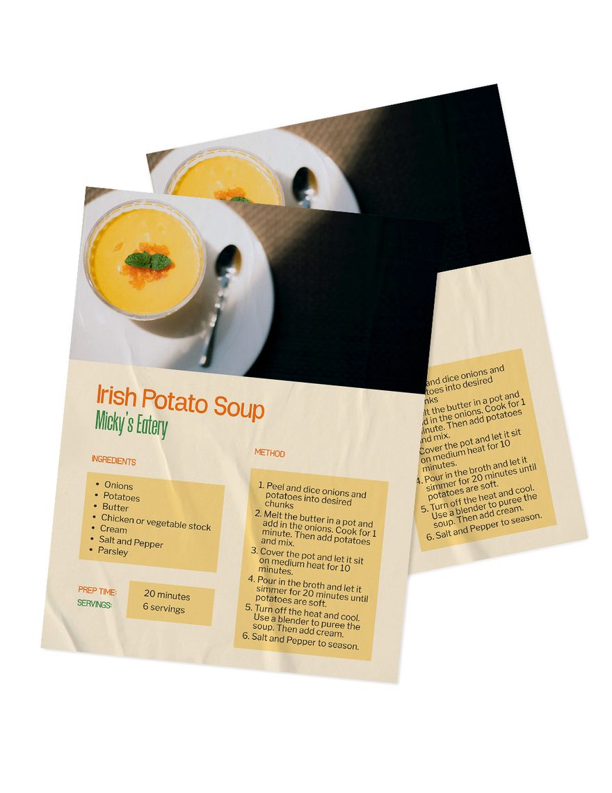 Free St. Patrick's Day Recipe Card Template in Word, PSD