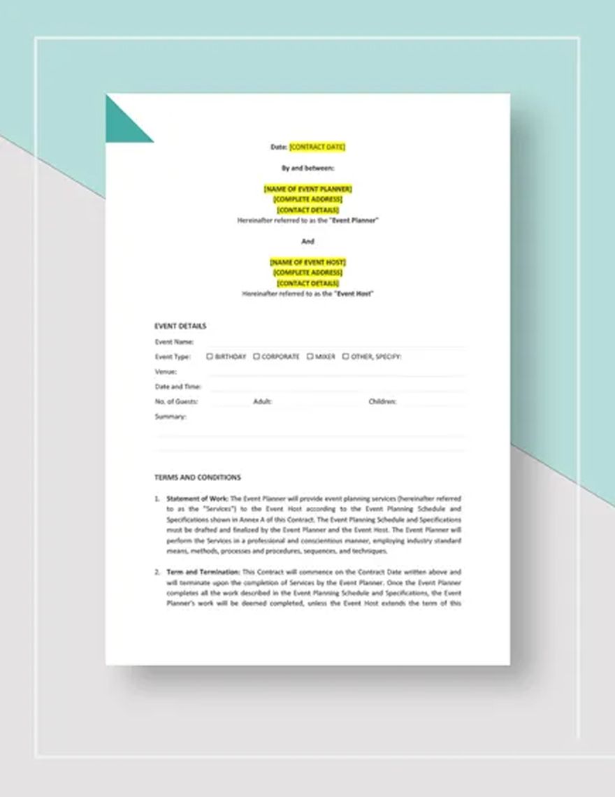 Event Planning Contract Template