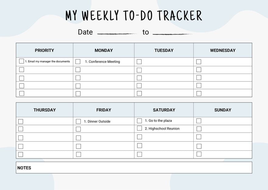 Free Weekly To Do Chore Chart