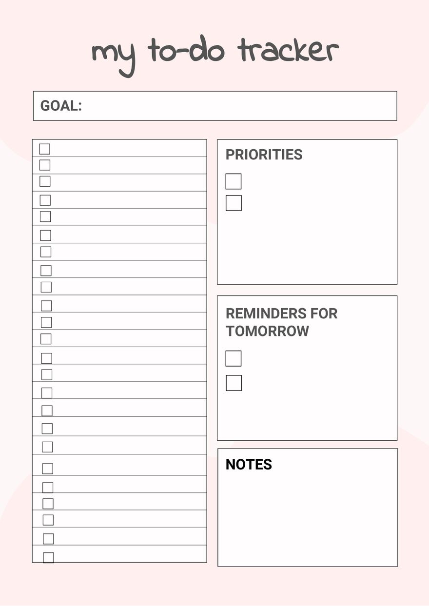 Free Blank To Do Chart in PDF, Illustrator