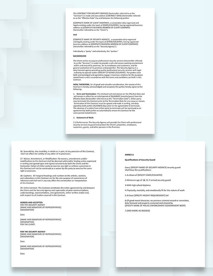 Security Services Contract Template