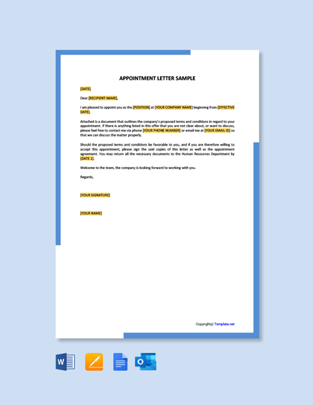 Agent Appointment Letter for Marketing Template in Google Docs, Word ...