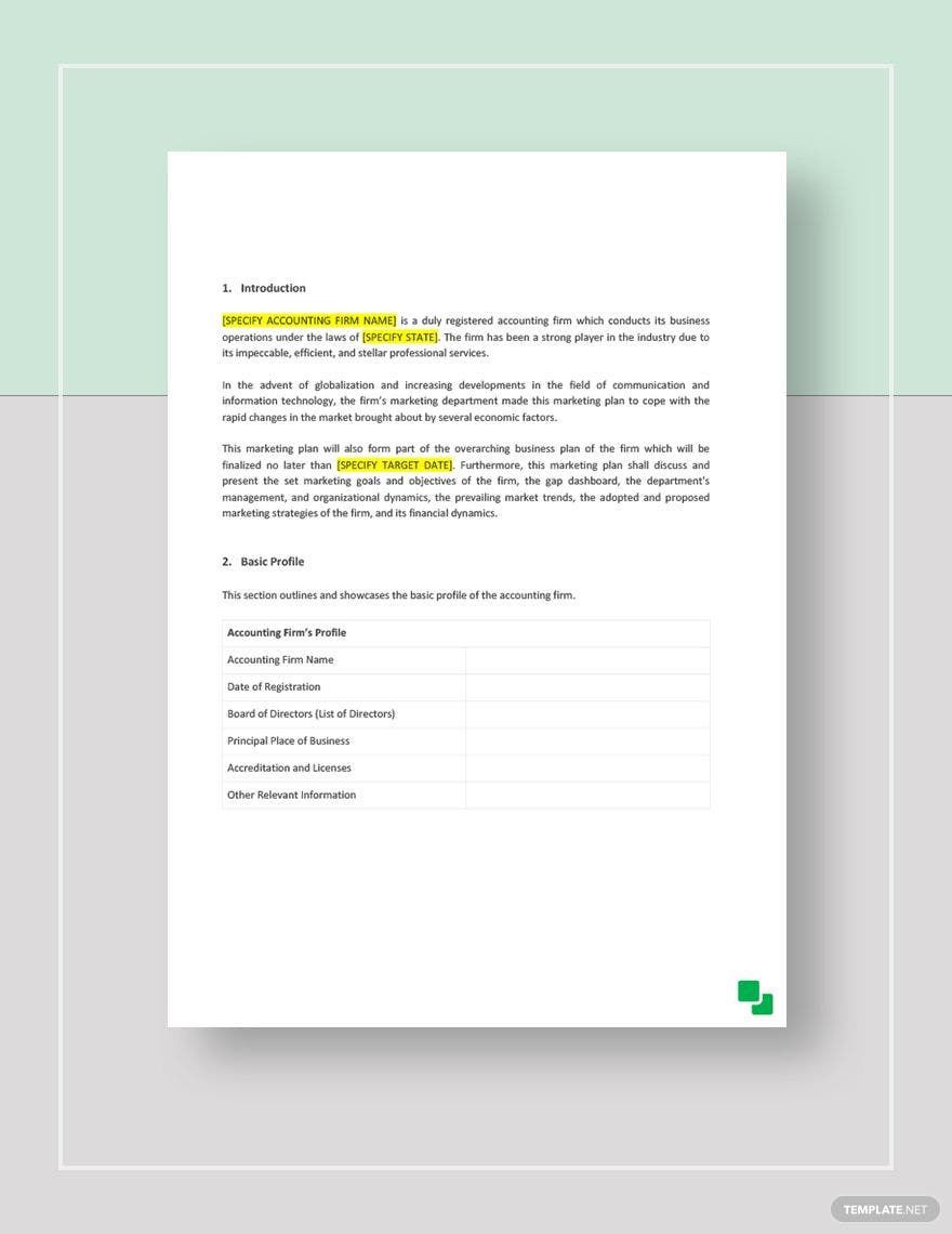 Accounting Firm Marketing Plan Template - Google Docs, Word, Apple 