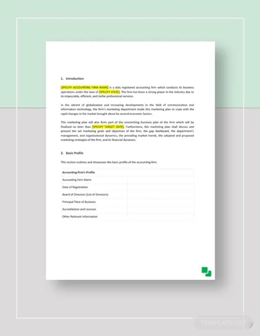 Accounting Firm Marketing Plan Template